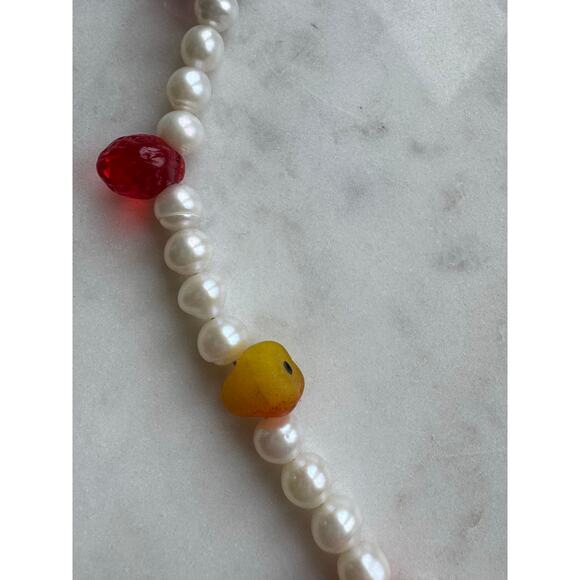 Artist Meredith Waterstraat Pearl and Fruit Necklace, Tutti Frutti Fun! - Picture 3 of 9